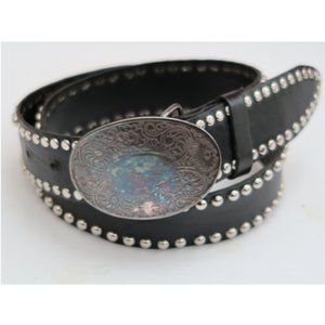 JOSE LUIS studded black leather belt